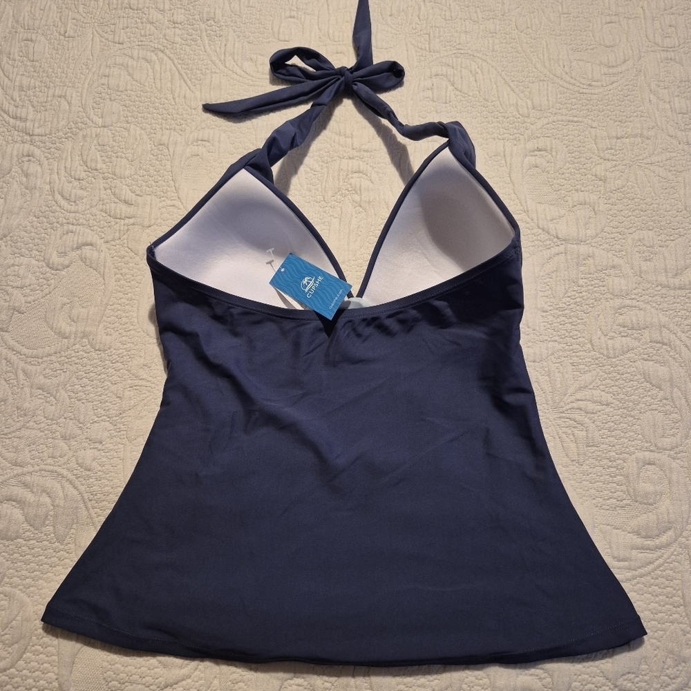 Cupshe women's Medium blue halter tankini top NEW - Picture 2 of 7